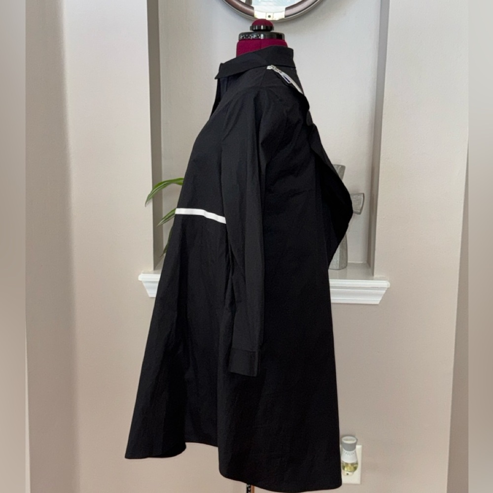 Vor Nisantasi NWOT asymmetrical black white button down ruffle zip shirt dress L - Picture 9 of 16